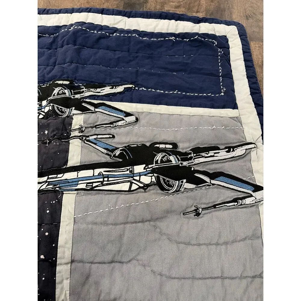 Pottery Barn Kids Star Wars Droid Queen/Full Quilt + 1 Sham R2D2 BB8 X-Wing